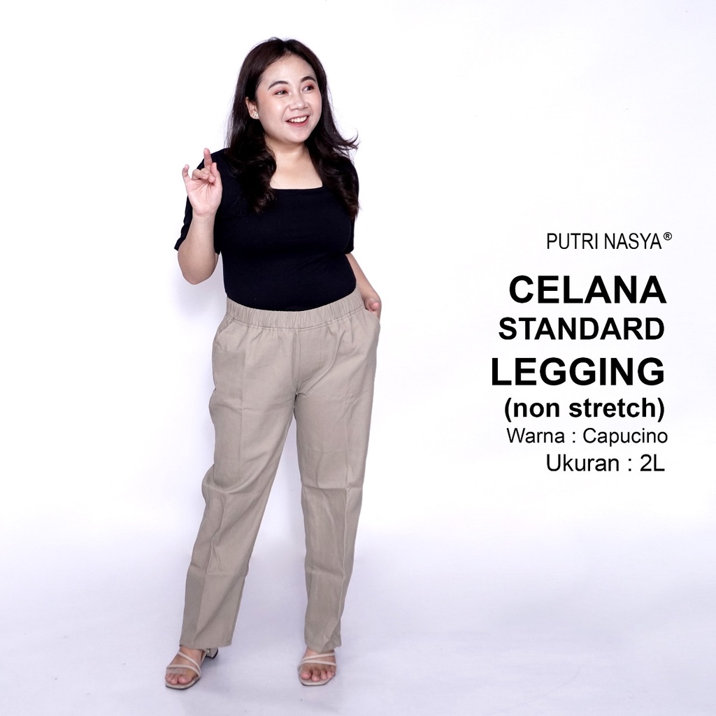 Celana Kerja Kantor Standard Legging (NON STRETCH) Jumbo Wanita / Celana Wanita Super Big Size / Celana Bahan Formal Seragam Wanita Big / 8L,6L,5L,4L,2L,XL, all size / Celana Karet Kekinian Model Terbaru Trendy / Celana Katun Kerja Kantor Super Big Wanita