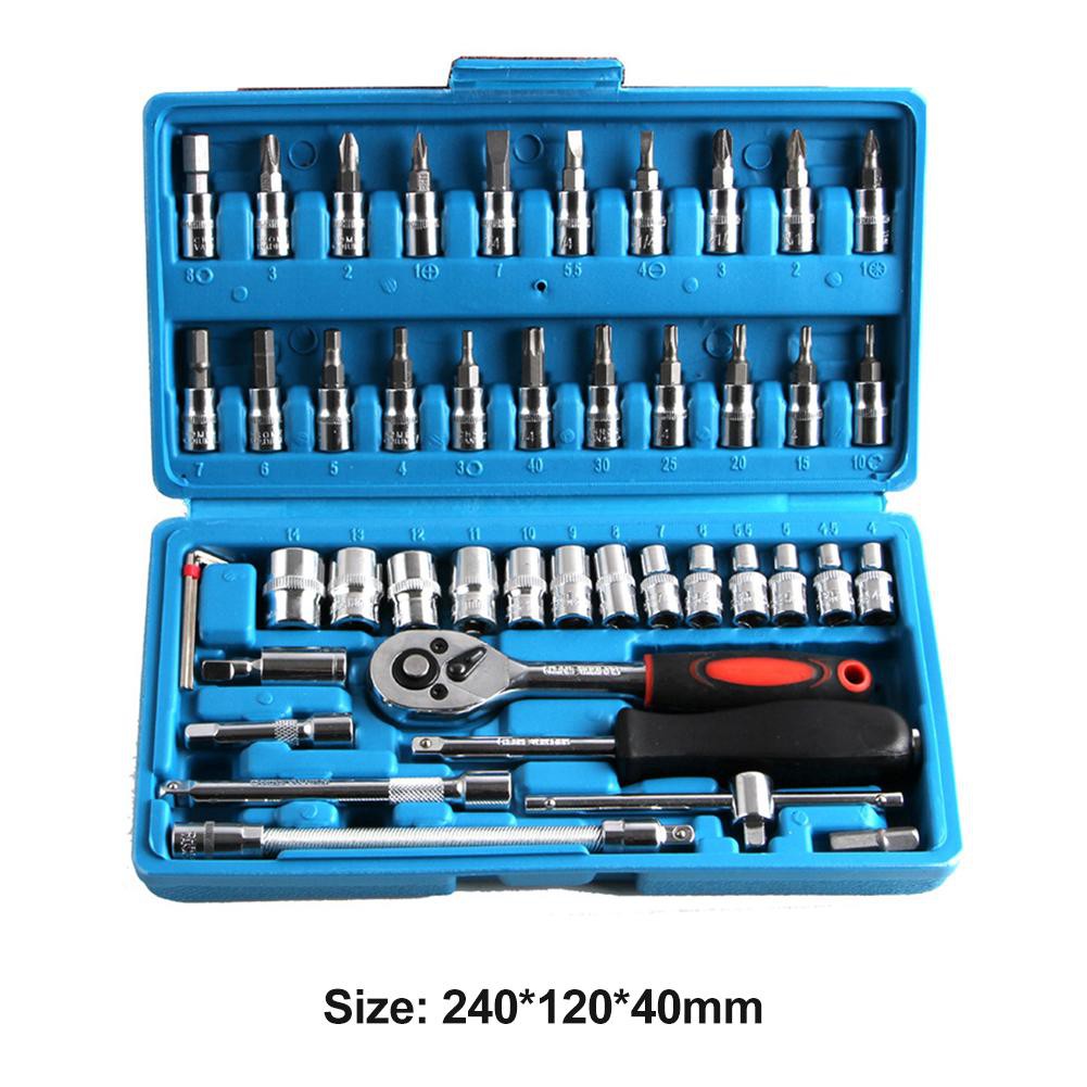 YGRETTE - Alat Reparasi sepeda socket wrench Kunci sok 46 in 1 46pcs kunci pas Bike Repair Tools