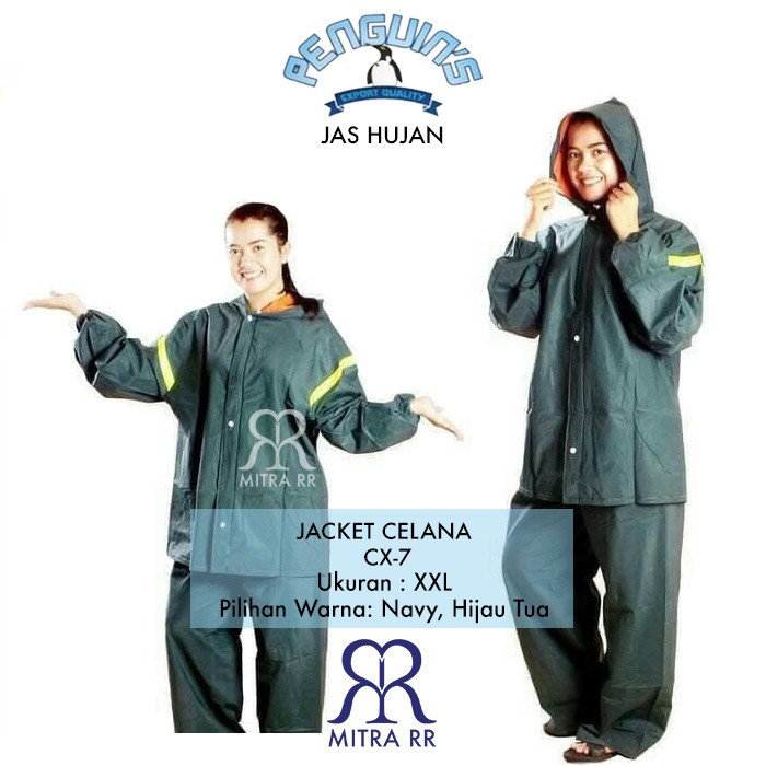 MitraRR Jas Hujan Stelan Jacket Celana PENGUINS CX7 Export Quality 100% PVC Super Tebal CX 7 CX-7