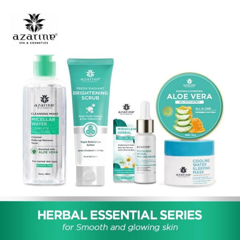 ★ BB ★  AZARINE Herbal Essential Series Indonesia - Micellar Water Serum Aloe Vera - Sunscreen Sleeping Mask | Azarine Face Toner 90ml