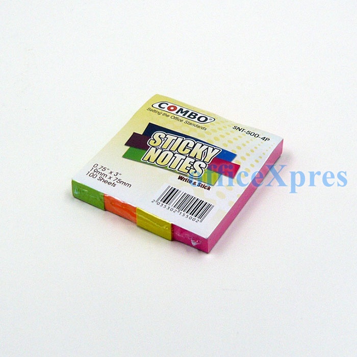 Combo Sticky Notes / Memo SNT 653 AN (Neon) (1.5 x 2”) / Memo Tempel / Post it / Index Mark-500-4P(0.75 x 3”)