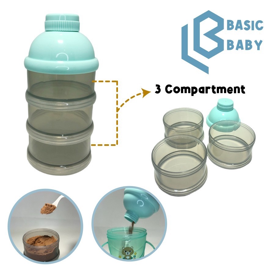 BASIC BABY MILK POWDER DISPENSER 3 CONTAINERS