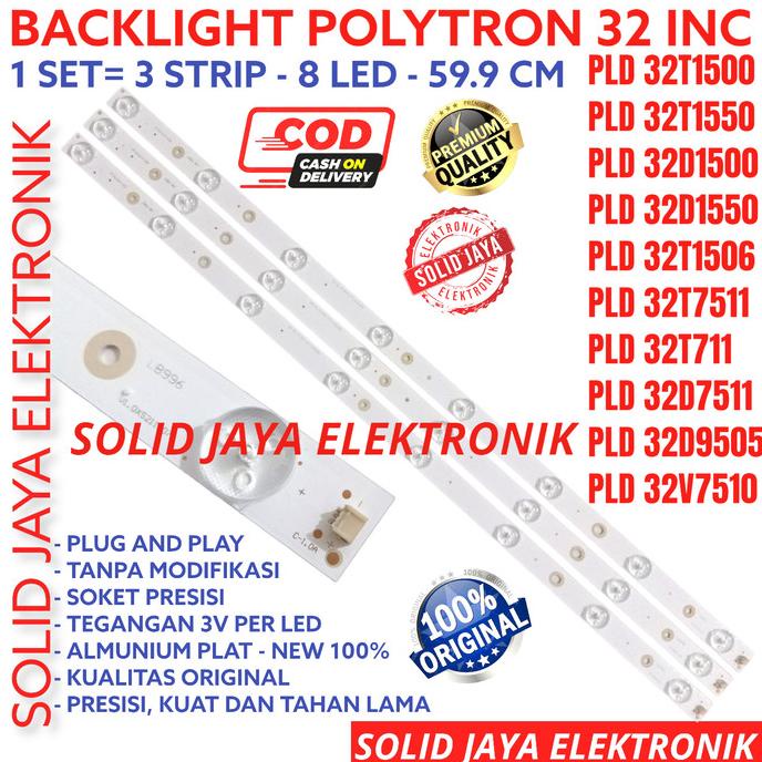 Backlight Tv Polytron 32 Inch 8K 3V Lampu Bl Led 8 Kancing 3 Volt Inch