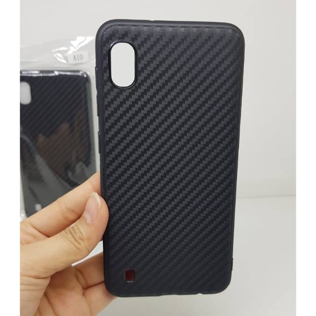 Soft Case Samsung A10 6.2 inchi Black TPU Fiber Carbon Samsung Galaxy A10 Casing Samsung A105