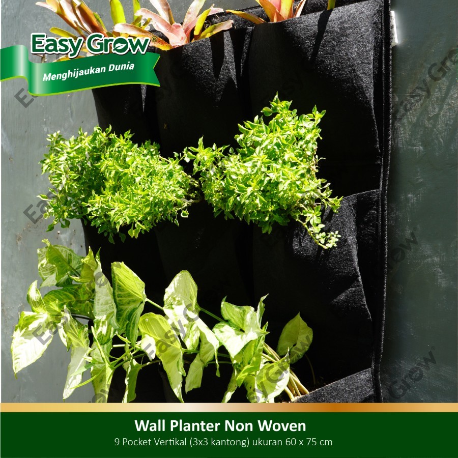 NON WOVEN WALL PLANTER 9 POCKET VERTIKAL pot dinding 9 kantong