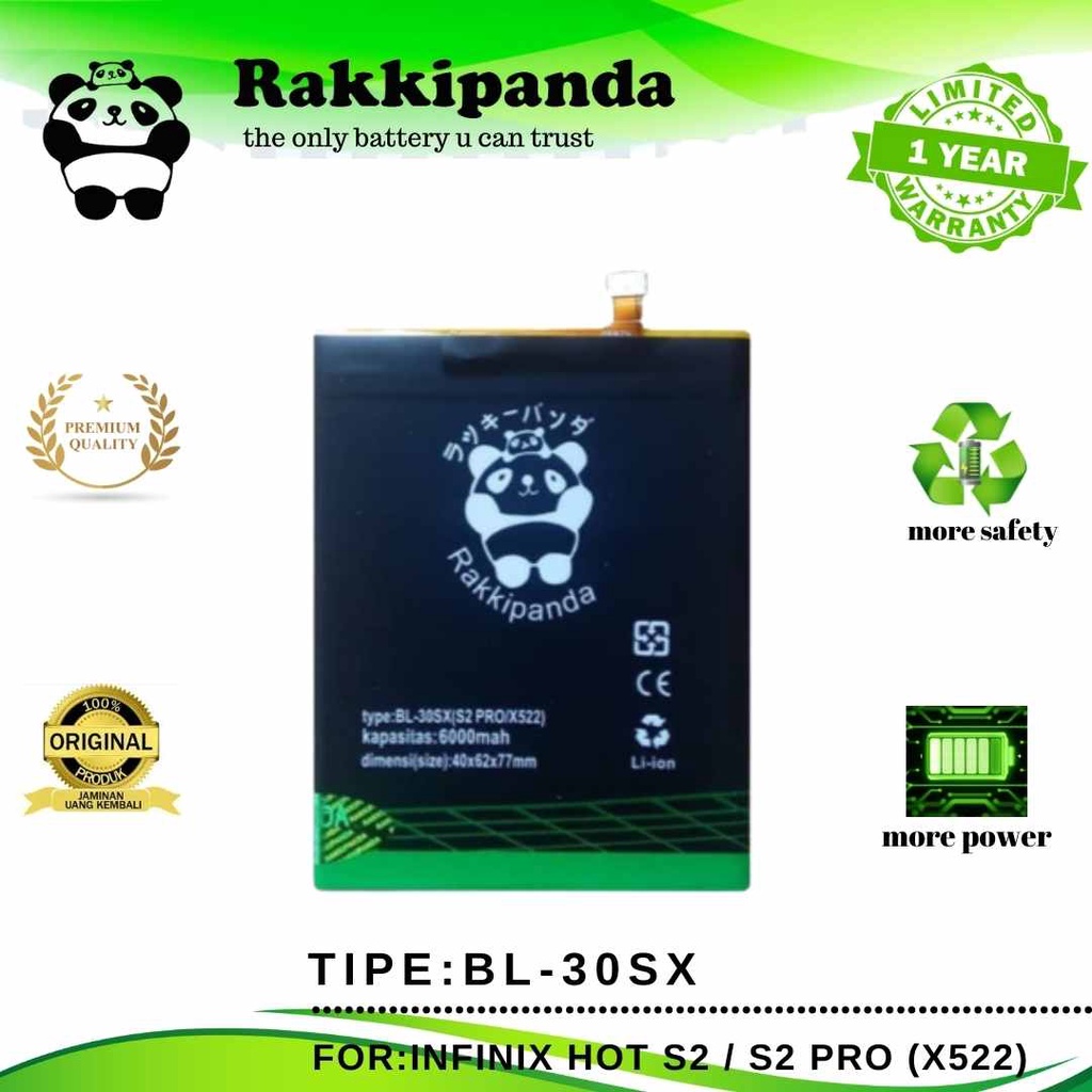 (R/K)- RakkiPanda - BL-30SX BL30SX BL 30SX Infinix S2 / S2 Pro X522 Batre Batrai Baterai