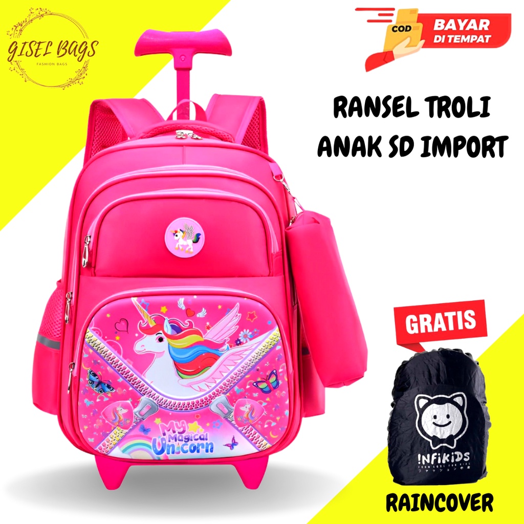 GB Ransel troli anak perempuan sd gambar karakter lucu dan imut import