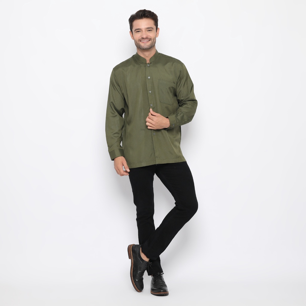 LATAHZAN BAJU KOKO LENGAN PANJANG KHAIDAR 02 HIJAU ARMY NEW