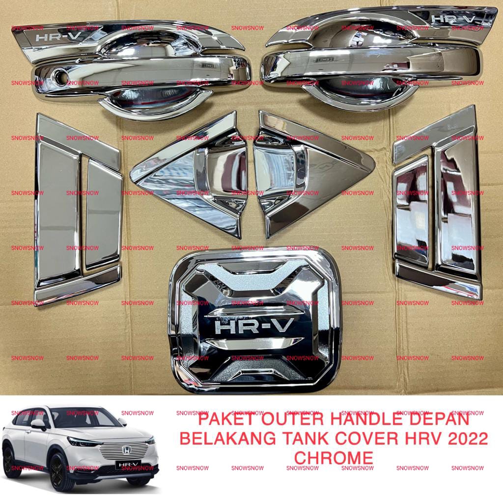 Paket Outer Handle Depan Belakang Tank Cover Honda HRV 2022 2023 UP Hitam Chrome