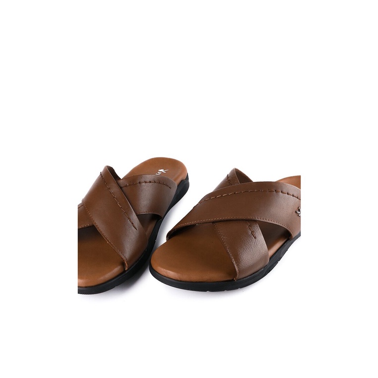 SANDAL SLIDE KULIT PLAYBOY PRIA ORIGINAL CASUAL BRANDED COKLAT PL31