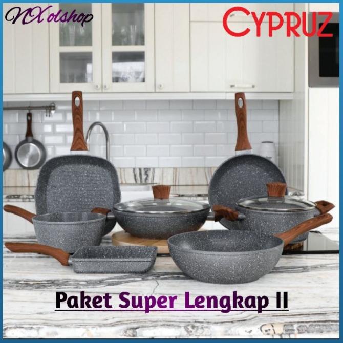 Cypruz - Paket Super Lengkap Ii Panci Cypruz Set Cookware Marble Wajan Literazhii
