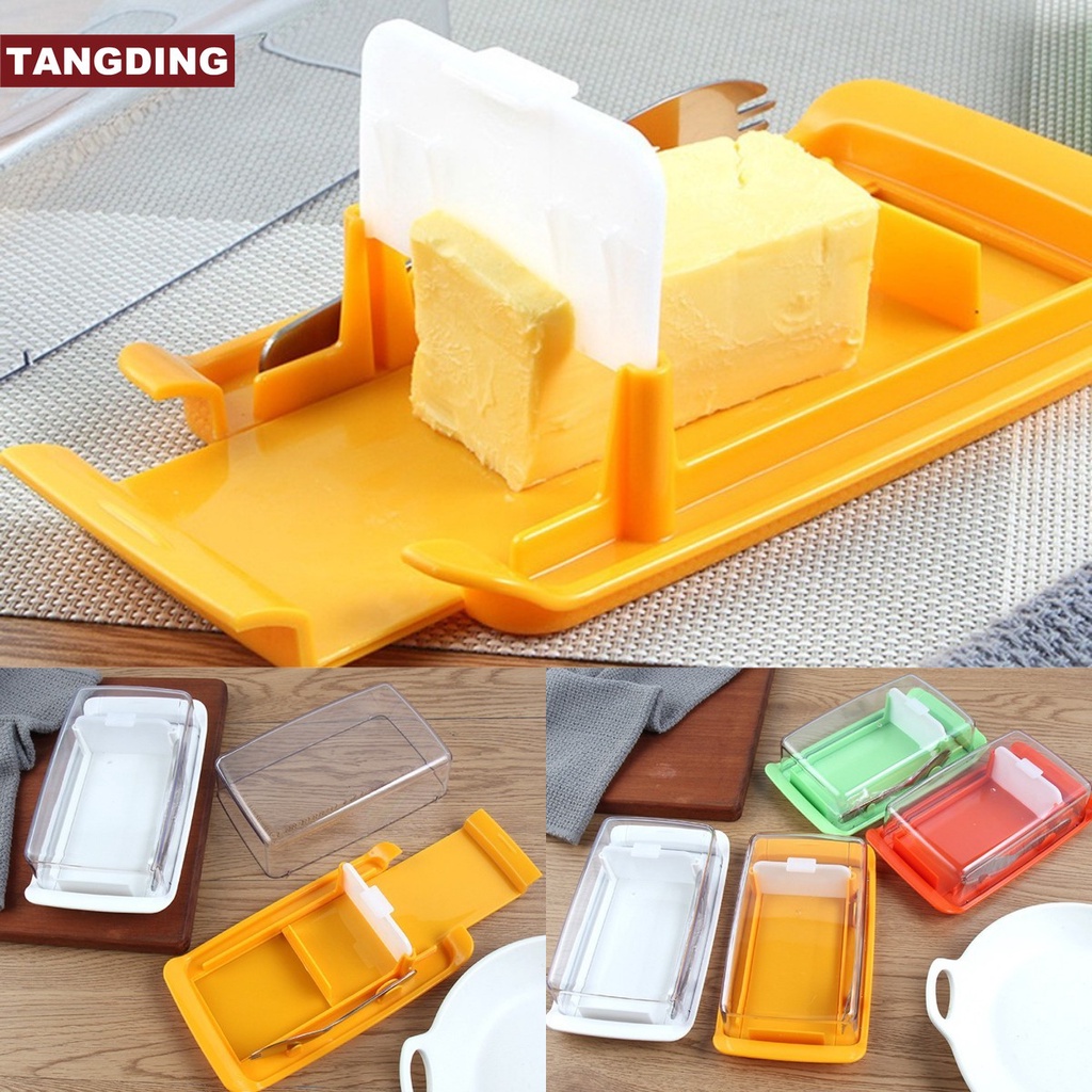 【COD Tangding】Kitchen Portable Butter Box Household Transparent Butter Cheese Case Sandwich Lunch Cheese Cutting Food Container