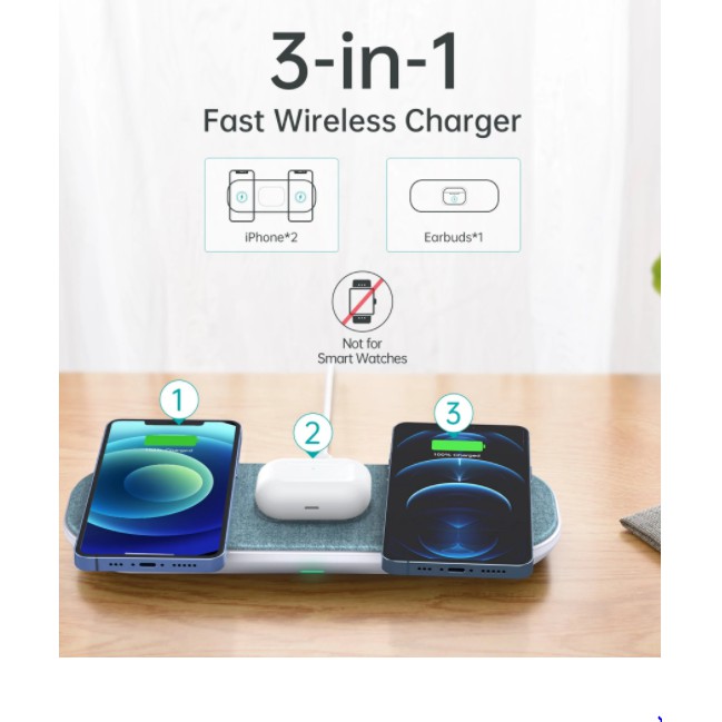 Wireless charger Choetech magnetic pad 3in1 4a 30w Type-c fast charging T569S T569 S