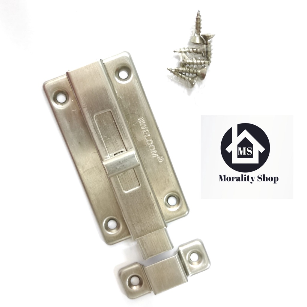 Kunci Pintu Slot Jendela Stainless 4 inch GS4-Grendel Pintu Selot Pengunci Jendela Stenlis Door Lock Bolt