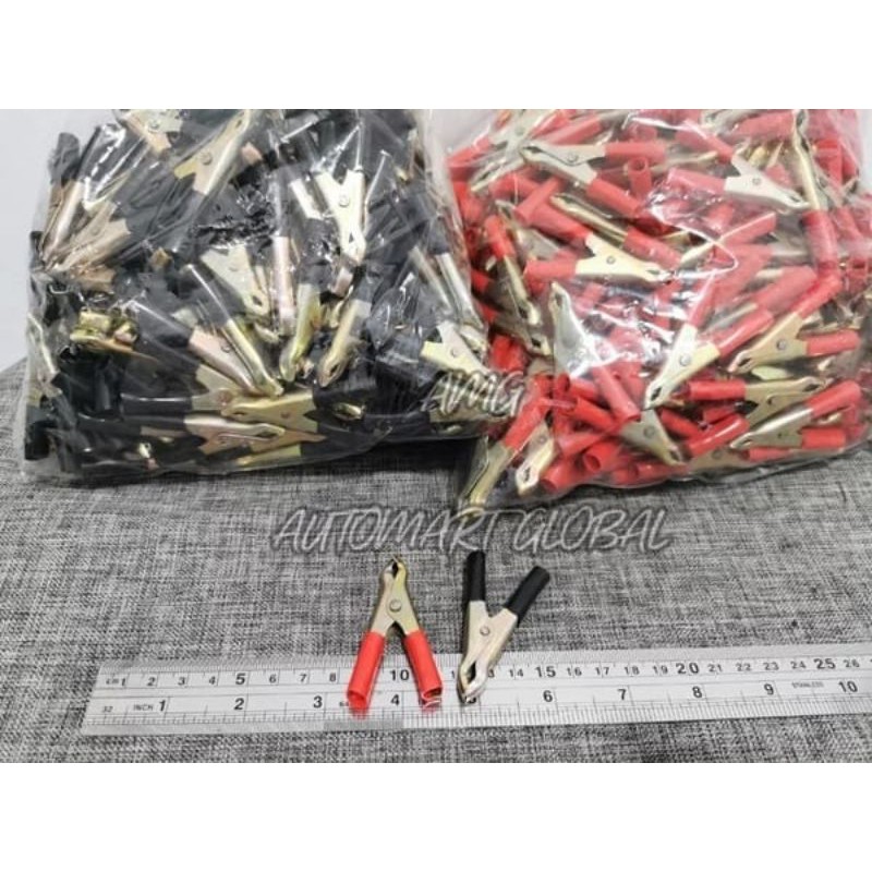 jepitan aki accu sedang set hitam merah 7.5cm