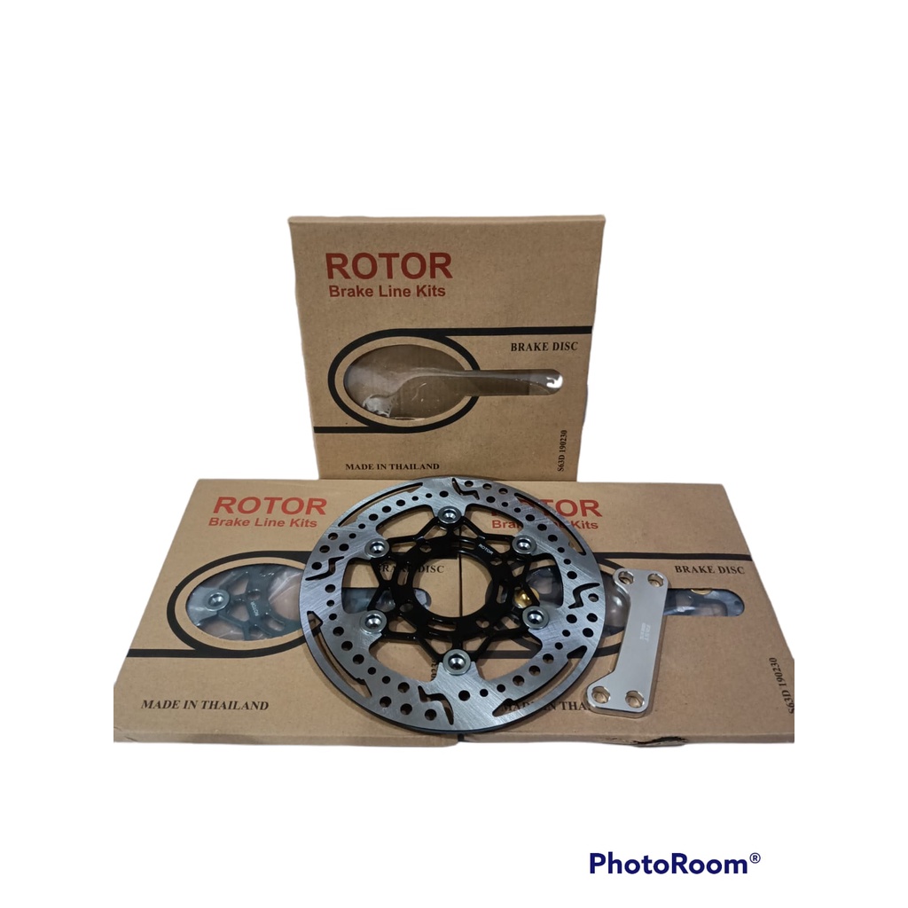 paket disk disc piringan 220 black-grey garis rotor plus breket 220 bisa buat motor beat vario scoopy xeon nouvo mio