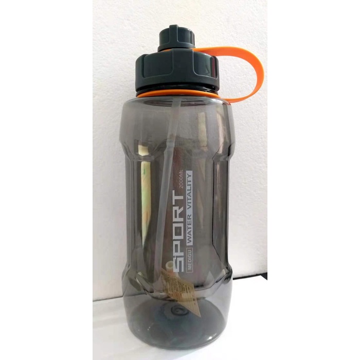 NEW BOTOL MINUM 2 LITER/ BOTOL MINUM PLASTIK 2000ML SPORT JUMBO HX-647 - Hitam