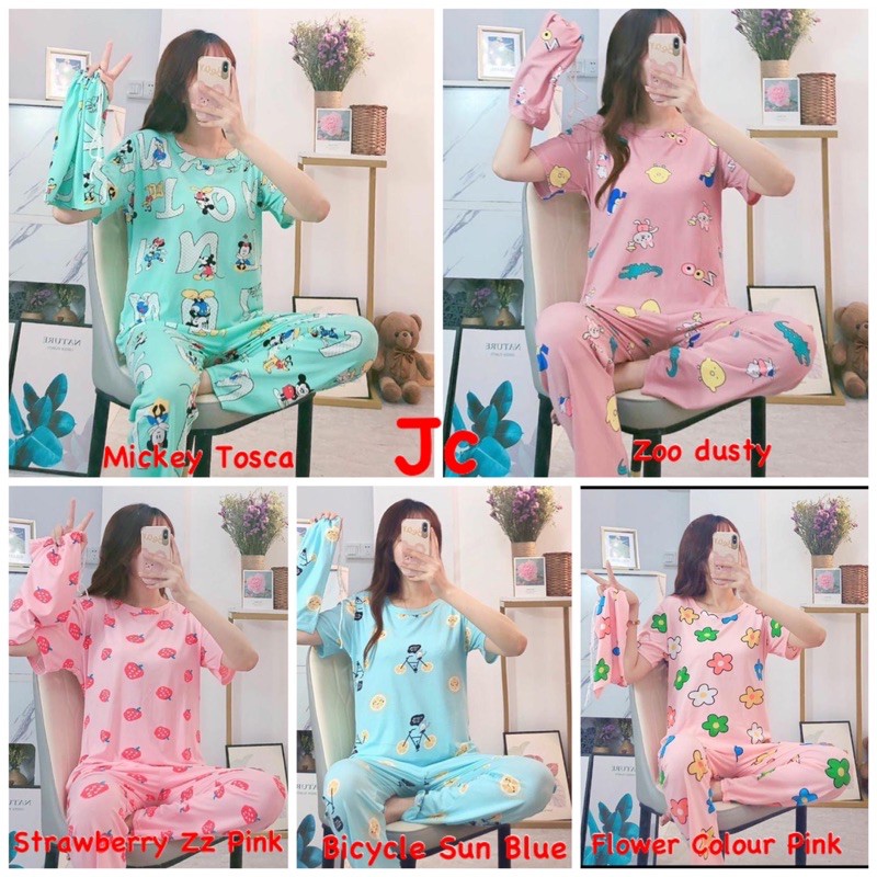 JC- Stelan Pouch Import CP / Piyama Import Korea Terbaru /Grosir Piyama Wanita murah / Piyama Import Terbaru