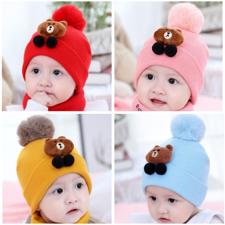 CHUBBI 23 Topi Kupluk Rajut Pompom 3D