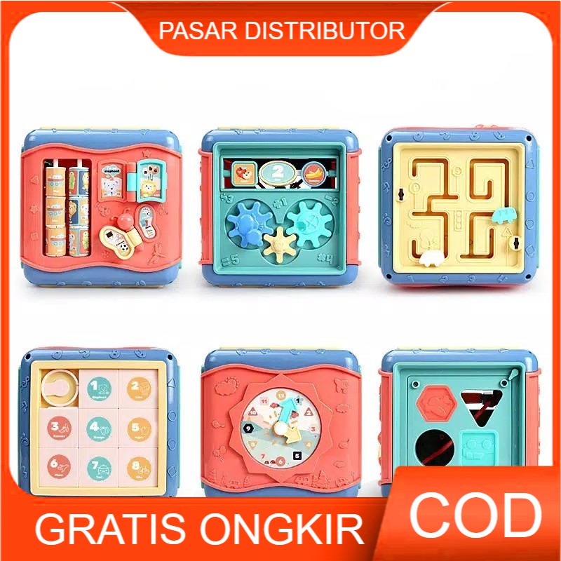 MAINAN BAYI KOTAK MAINAN EDUKASI ANAK 7 IN 1 MAINAN BAYI SHAPE BOX WISDOM HEXAHEDRAL