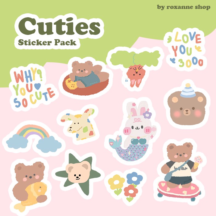 

AESTHETIC STICKER LUCU UNTUK HP / STIKER LAPTOP / STIKER JOURNAL / STIKER DECO (Code: Cuties A)