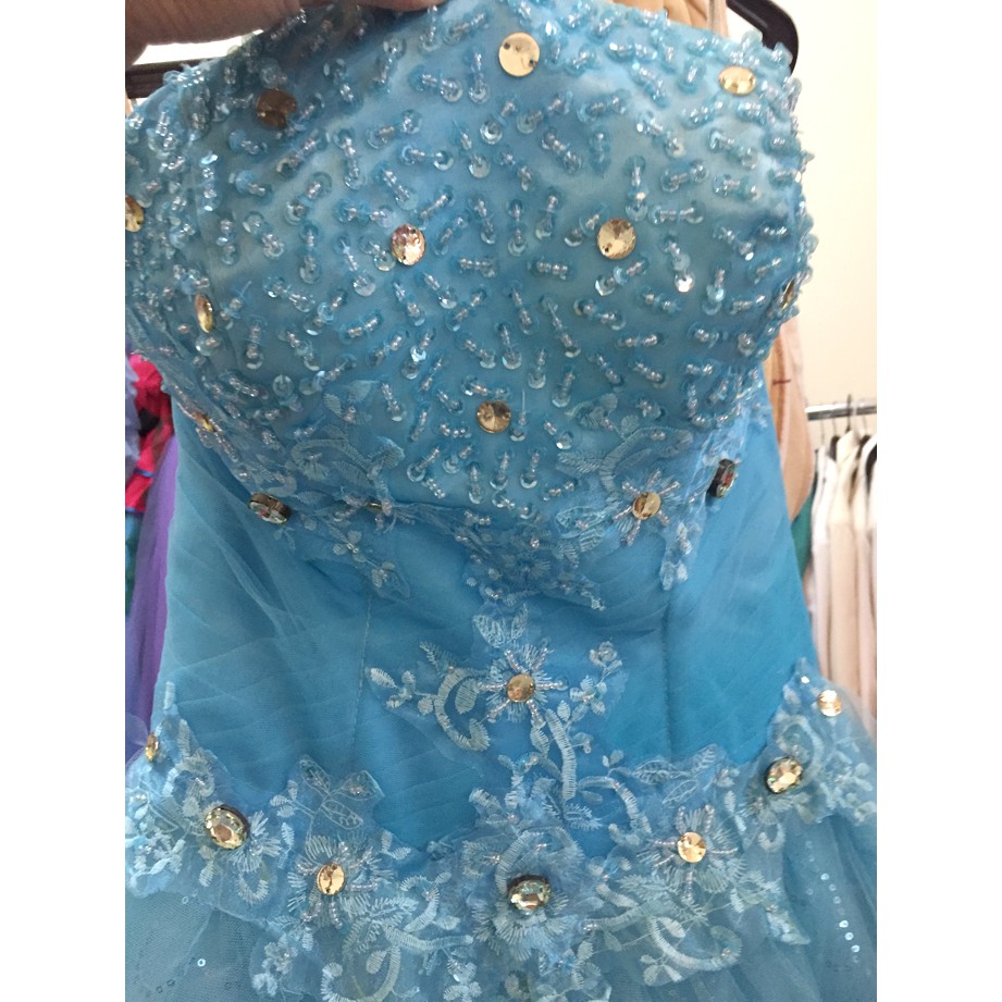 GAUN  BALLGOWN BIRU MUDA PRELOVED