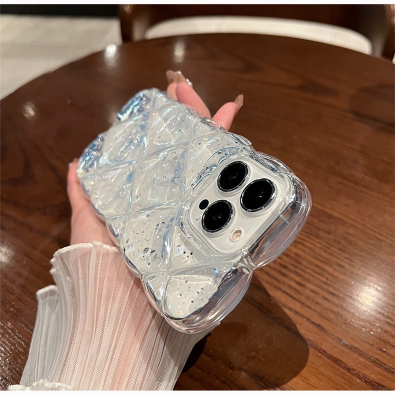 Case Bumper Belakang ultra Tipis Shockproof Motif Gelombang Estetik Glitter Untuk iPhone 13 12 11 Pro Max XR XS Max X