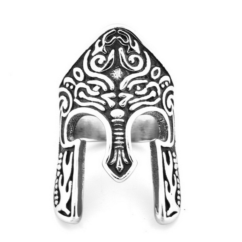 Retro Spartan Mask Men's Helmet Ring Hip Hop Jewelry Accessories