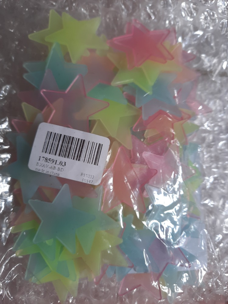 Glow In The Dark Isi 100 Pcs 07030064 / Stiker Glow In The Dark / Stiker Bintang / Stiker Dinding