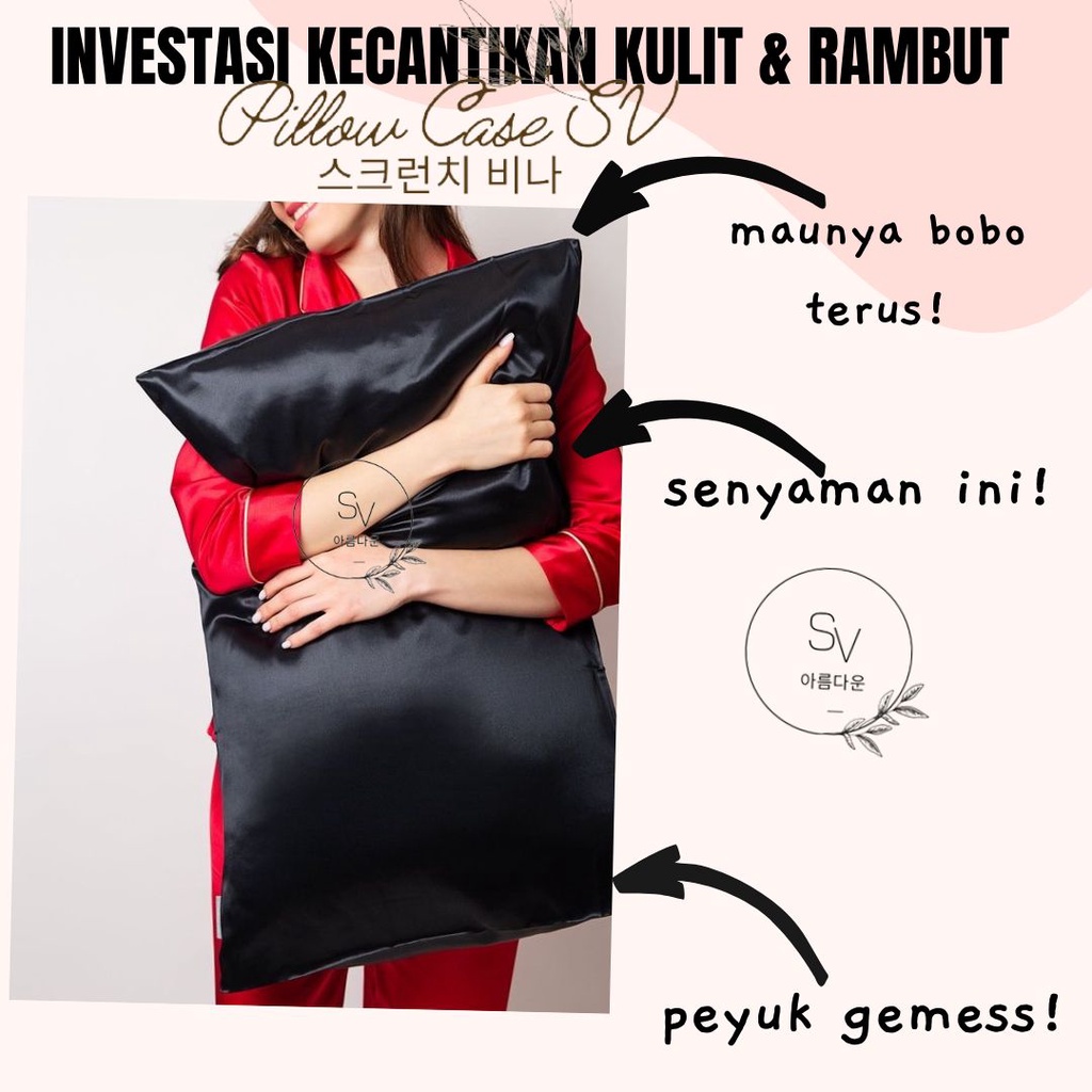 SARUNG BANTAL SATIN SILK SV AESTHETIC BASIC | Sarung Bantal Satin Silk | Pillowcase Silk | Sarung Bantal Satin Silk Premium | Sarung Bantal Kecantikan Silk Adem | Satin Silk