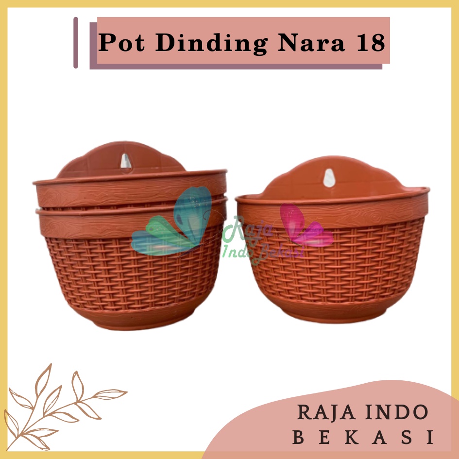 Pot Dinding Nara 18 Merah Bata Merah Coklat Terracota Terracotta Pot Dinding Tempel Tempel Dekorasi Bunga Hias Unik Panjang Kecil Rotan Gantung Pagar Murah Grosir  Pot Dinding Tempel Anyam Nara CJP 18 &amp; 20