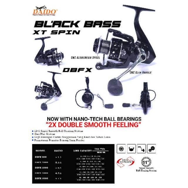 Reel pancing laut daido black bass xt 6000 one way handle