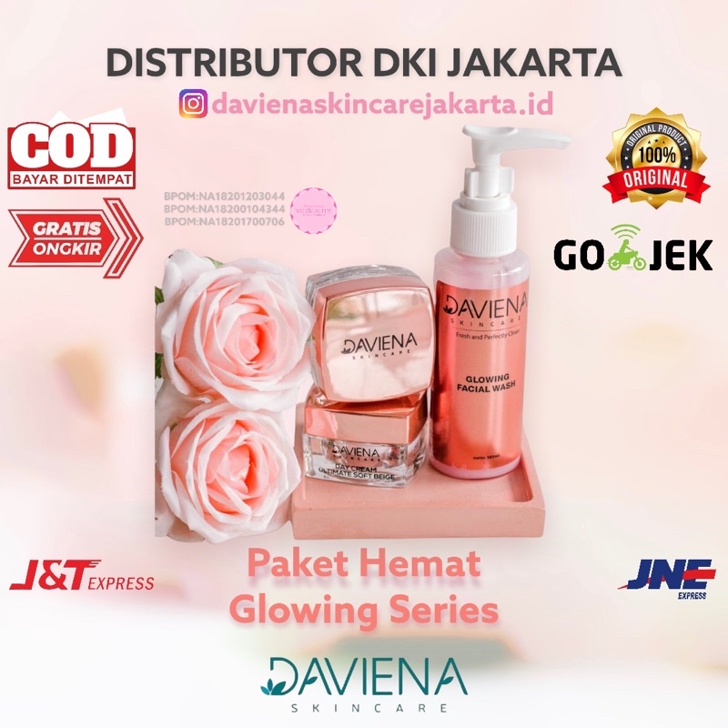 PAKET HEMAT GLOWING SERIES (FW+Day+N) DAVIENA SKINCARE JAKARTA davienaskincarejakarta