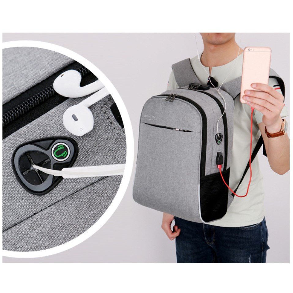 Tas Ransel Backpack KUNCI Nomor SECURITY LOCK Korea Fashion Waterproo USB Port + Lubang Earphone