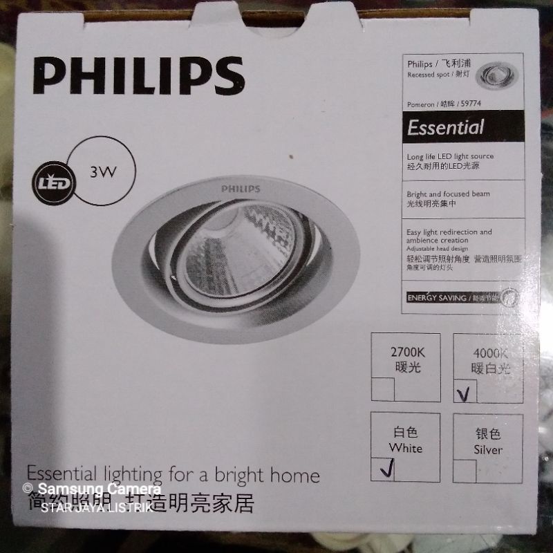 Downlight Spot LED Philips Pomeron 3W 59774~5W 59775 &amp; Kyanite 3W 59751~5W 59752 Warna (Warm White 2700K) &amp; (Natural White 4000K)