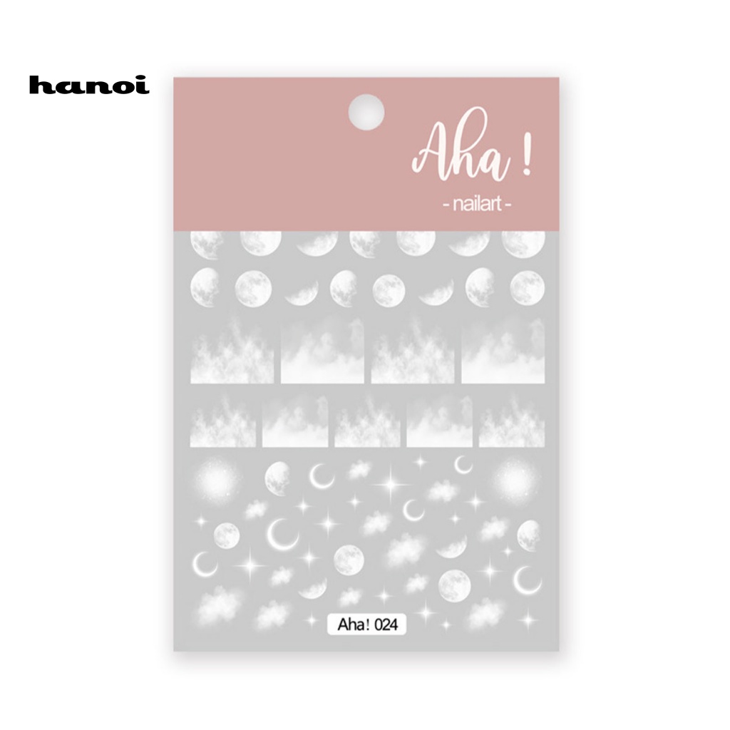 Han_ Stiker Decal Motif Bunga / Awan Putih Untuk Dekorasi Nail Art