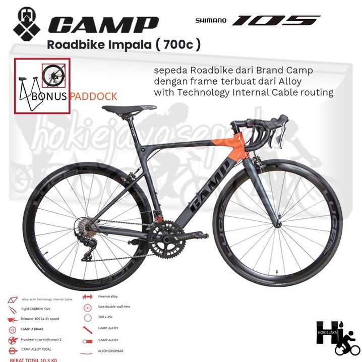 ELEMENT Camp balap Roadbike Impala Shimano 105 2x11 speed look carbon Bonus Paddock