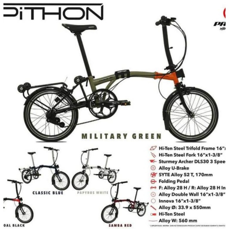 Sepeda Lipat Pacific Pithon 16"