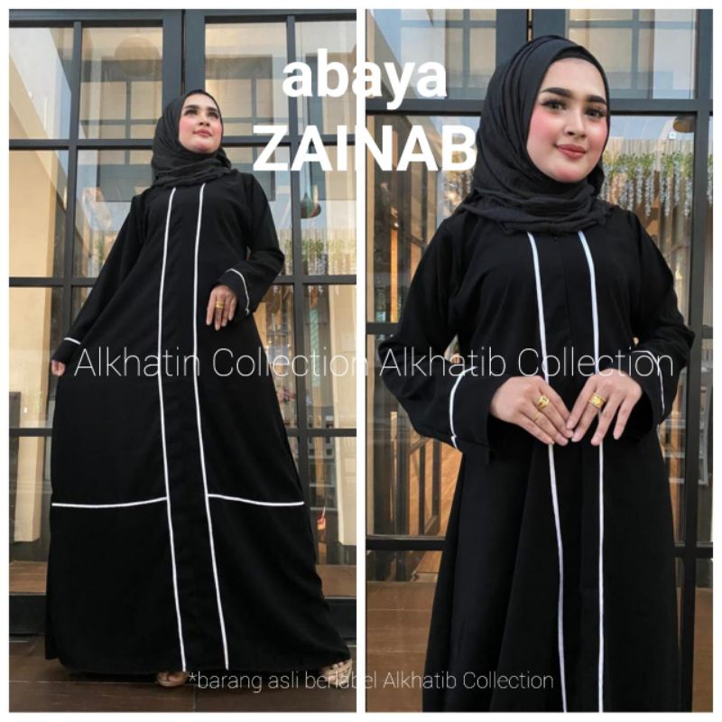 Alkhatib Collection Gamis Hitam Zainab Abaya Bahan Jetblack Saudi Busui