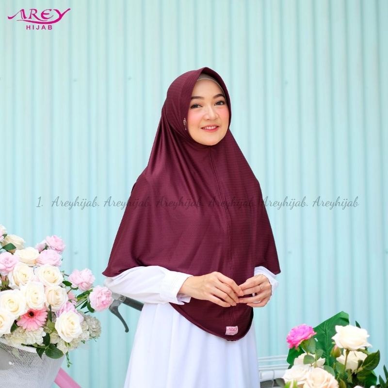 [Original Arey] SYAR'I KANZA••Khimar Syari••Jilbab instan Jumbo••Hijab instan jersey