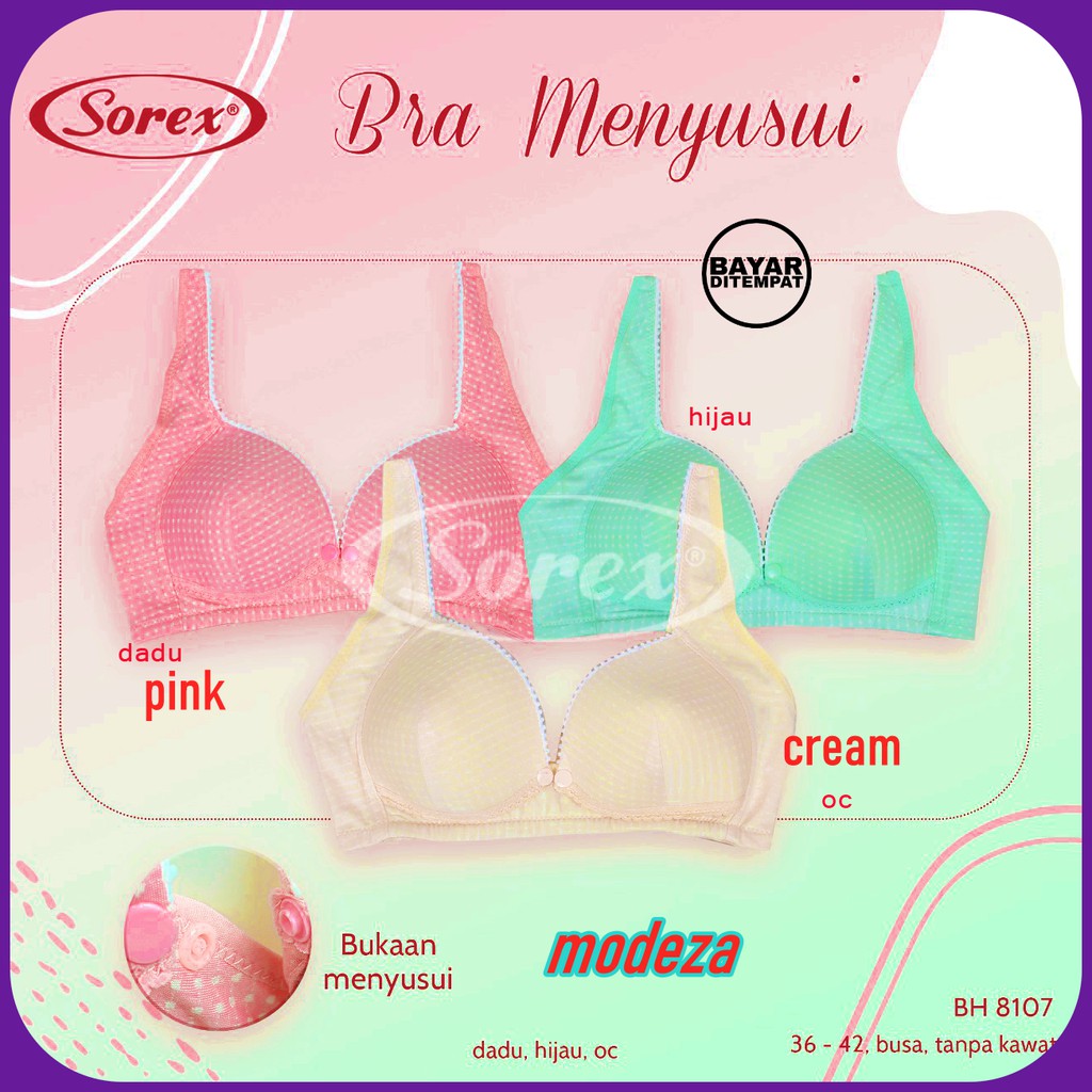 Sorex-Bra Untuk Menyusui art 8107 | Bh Busui Busa Sedang Tanpa Kawat Tali Lebar Size 36-42