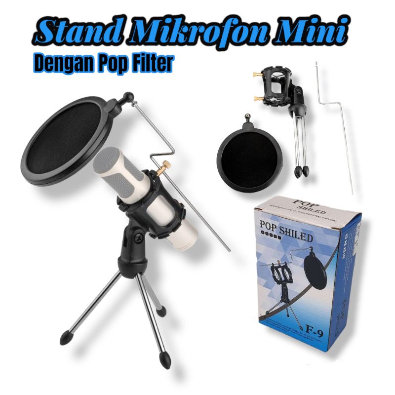 Stand Mikrofon Mini dengan Pop Filter - PS-05 - Black