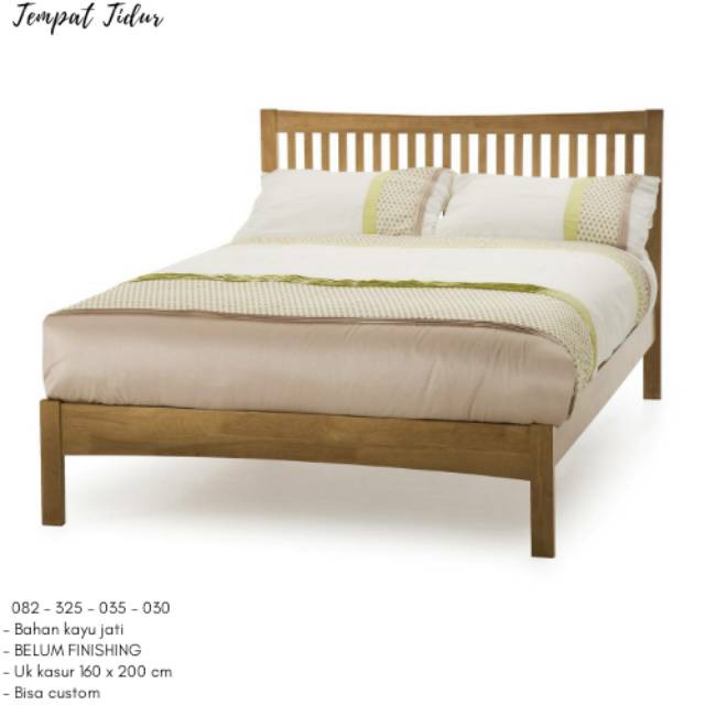 Tempat Tidur Minimalis Single, Kasur Remaja Modern Murah Ukuran 160, Dipan Tidur Dewasa Jati Jepara