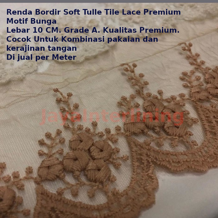 Kain Renda Bordir Soft Tulle Tile Lace Giper Gyper Premium