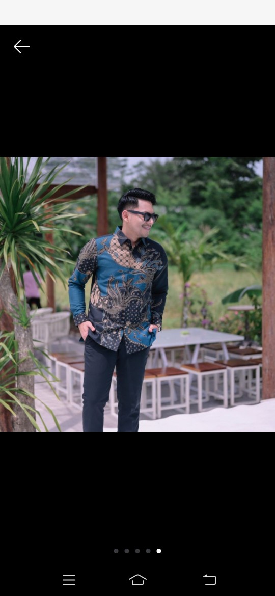 Kemeja Batik Pria Dobby Laseman Lengan Panjang  Premium Motif Pesik Kawung