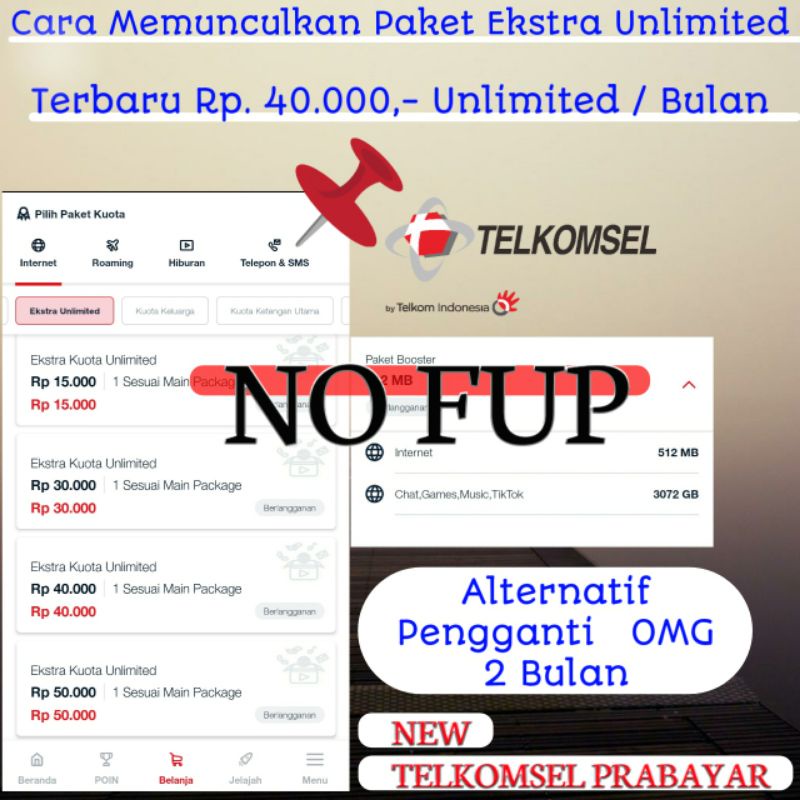 Tembak Paket OMG untuk memunculkan paket Ekstra Unlimited