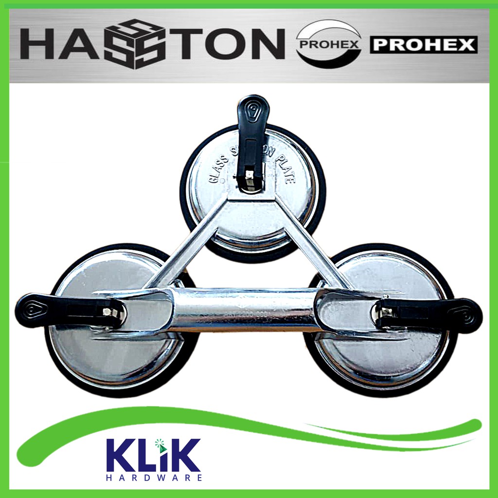 Hasston Prohex Kop Kaca 3 Kaki Gagang Aluminium Glass Suction Plates