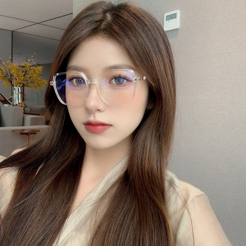 Roselife Kacamata Frame Kotak Besar Lensa Biru Gaya Vintage Korea Untuk Wanita