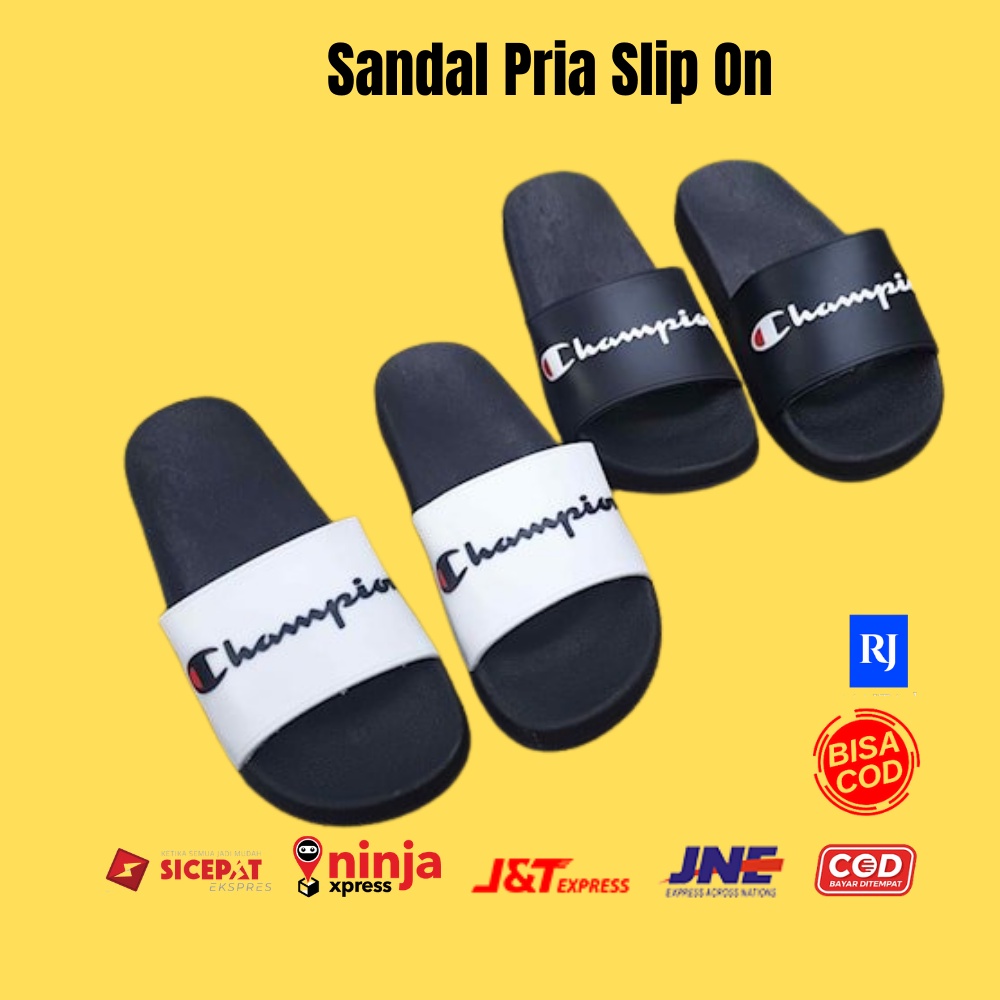 RJ Slip On Sandal Pria Wanita Kekinian Terbaru Keren Brand Lokal Original Import Karet Jelly Korea S