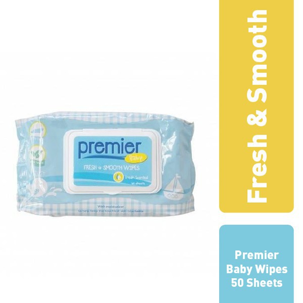 Premier Baby Wipes Tissue Basah Fresh and Smooth 50 Sheets Buy 2 Get 1